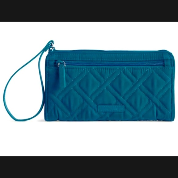 🎉HP🎉New! Vera Bradley Bahama Bay RFID Front Dual Zip Wristlet Wallet💙🌊🦋 - Picture 6 of 13
